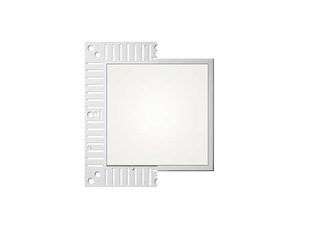 Bezel-version-is-placed-over-the-cut-out-in-the-false-ceiling,-then-fixed-with-the-innovative-retainer-device.