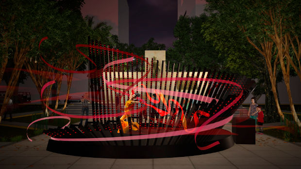 CHRISTMASS RIBBONS La diseñadora de iluminación Claudia Paz se hace eco en su última instalación para la Municipalidad de San Isidro de la necesidad de integrar su obra al espacio público y brindar un momento mágico dentro de un entorno urbano