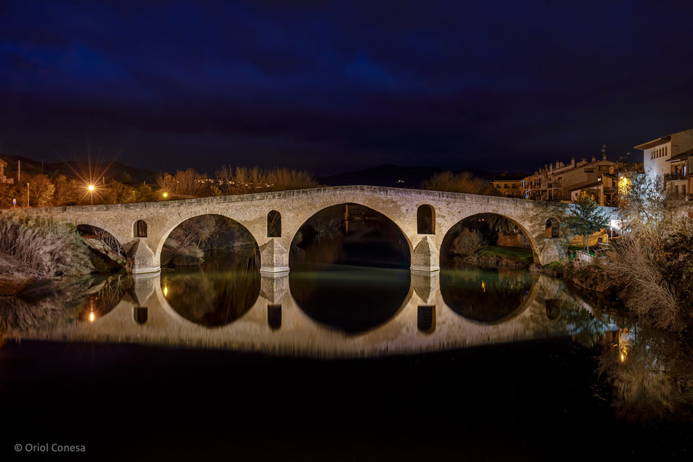nueva iluminación del puente románico de Puente la Reina